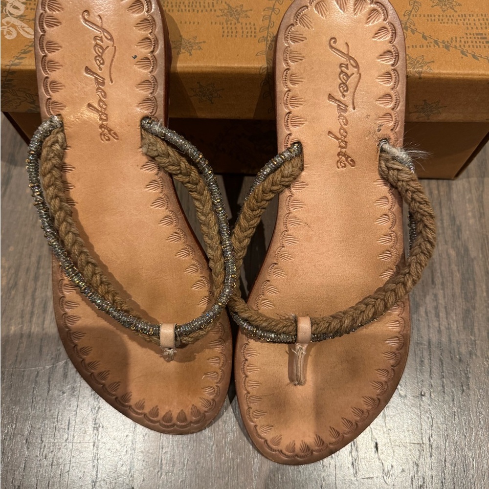 Free People Brown Braided Sandals Size 38 (7-7 1/2)